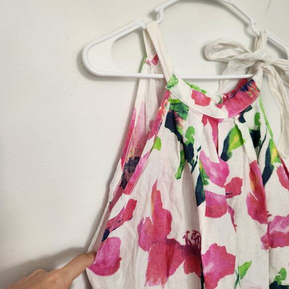 Bellambra Linen Midi Dress XL Floral Cottagecore Fairycore Coastal Beach Summer - Picture 3 of 7